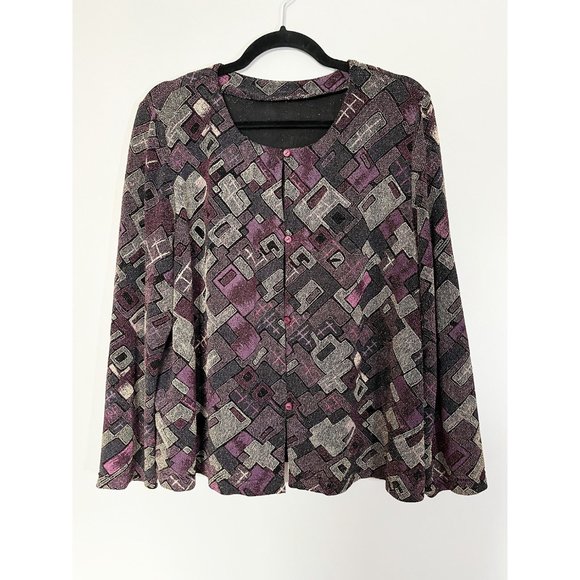 Vintage purple geometric sparkly cardigan - Picture 4 of 9